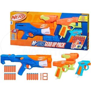 Nerf Serie N Gear Up Pack: Pacchetto di Equipaggiamento con 3 Blaster e 18 Dardi Nerf N1 – Per Sfide Ad Alta Precisione