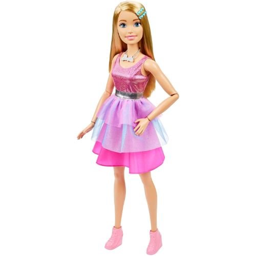 Barbie – Bambola da 71 cm con Capelli Biondi, Abito Rosa Scintillante e Accessori – Mattel - immagine 2