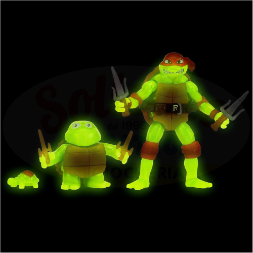 Tartarughe Ninja Action Figures (Assortito): Dalla nascita all’adolescenza, brillano al buio! - immagine 3