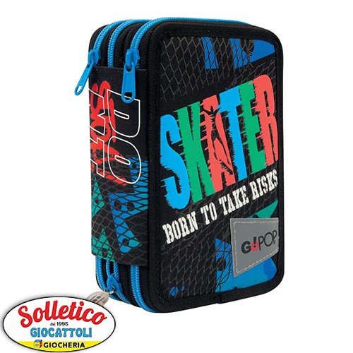 Astuccio 3 Zip Skater – GoPop: Stile Skate e Funzionalità per la Scuola! - immagine 3