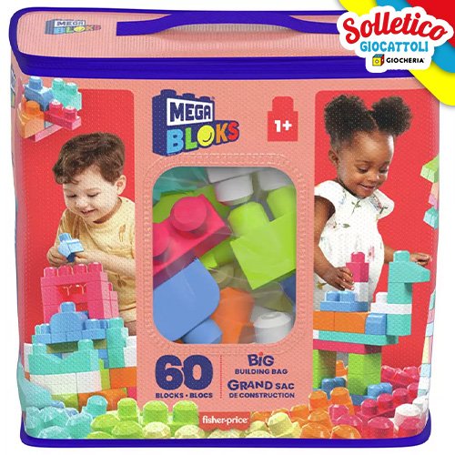 Fisher-Price – Mega Blocks: Sacca Grande (60 Blocchi – Rosa) - immagine 3