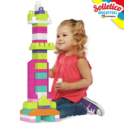 Fisher-Price – Mega Blocks: Sacca Grande (60 Blocchi – Rosa) - immagine 4