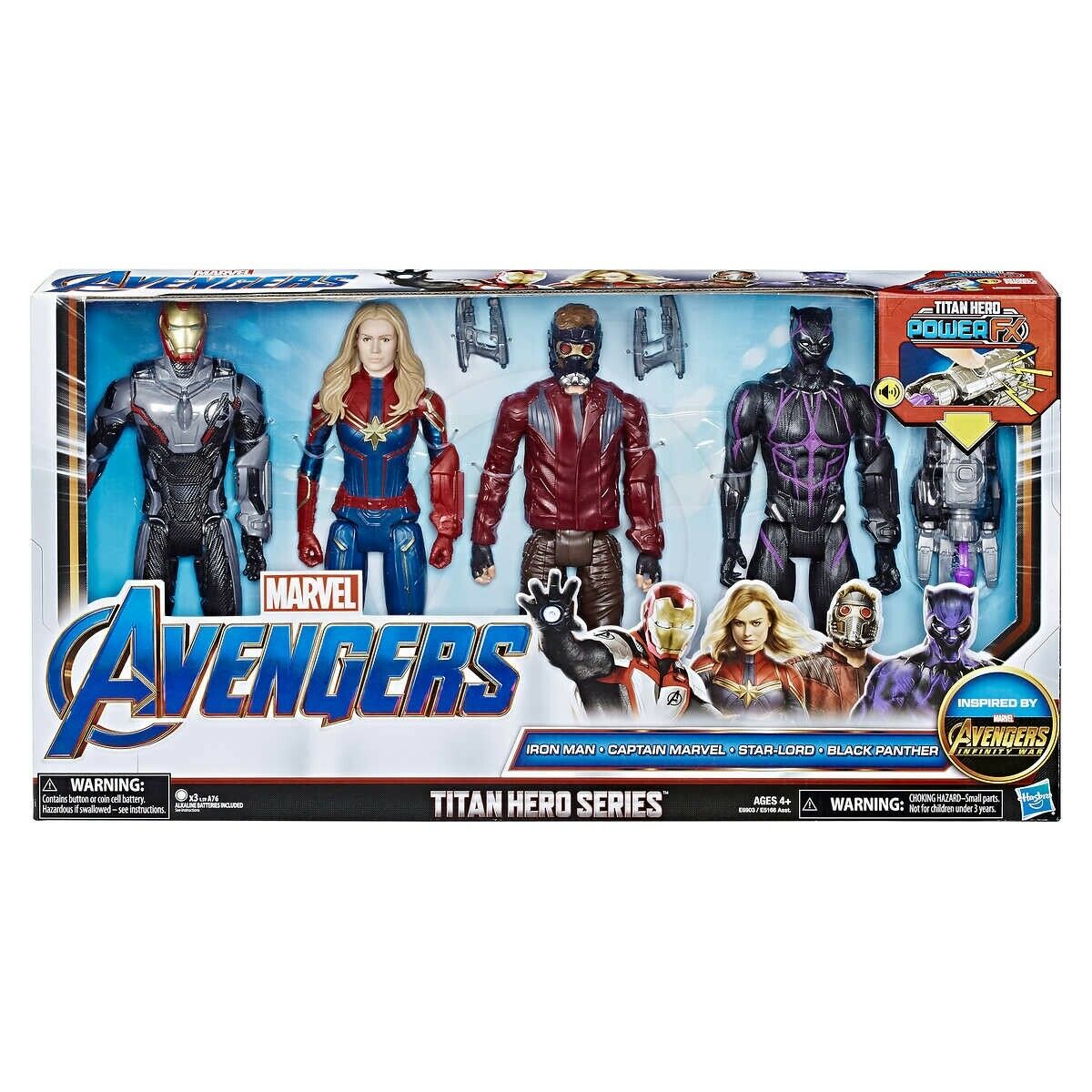 HASBRO – Avengers Set Personaggi Titan Hero Power Fx Iron Man, Captain Marvel, Star Lord, Black Panther