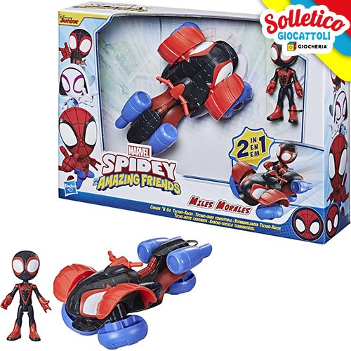 Spidey and his Amazing Friend – Veicolo Con Figure: Techno-Moto Cambiante / Arachno-Bolide Convertibile (Assortito) - immagine 6
