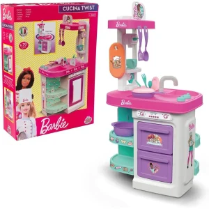Barbie Cucina Twist – Cucina bifacciale 75 cm con accessori – Grandi Giochi | 16cm x 50cm x 75cm