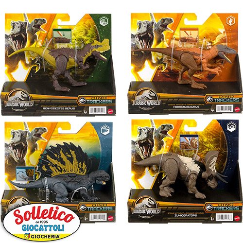 Jurassic World Dino Trackers: Strike Attack – 4 Dinosauri Assortiti con Realtà Aumentata