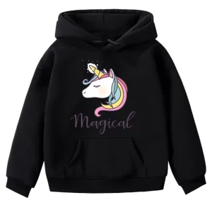Felpa con cappuccio Unicorno nero