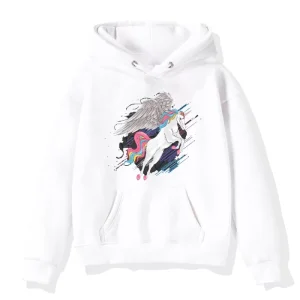 Felpa Unicorno Ragazza Bianco