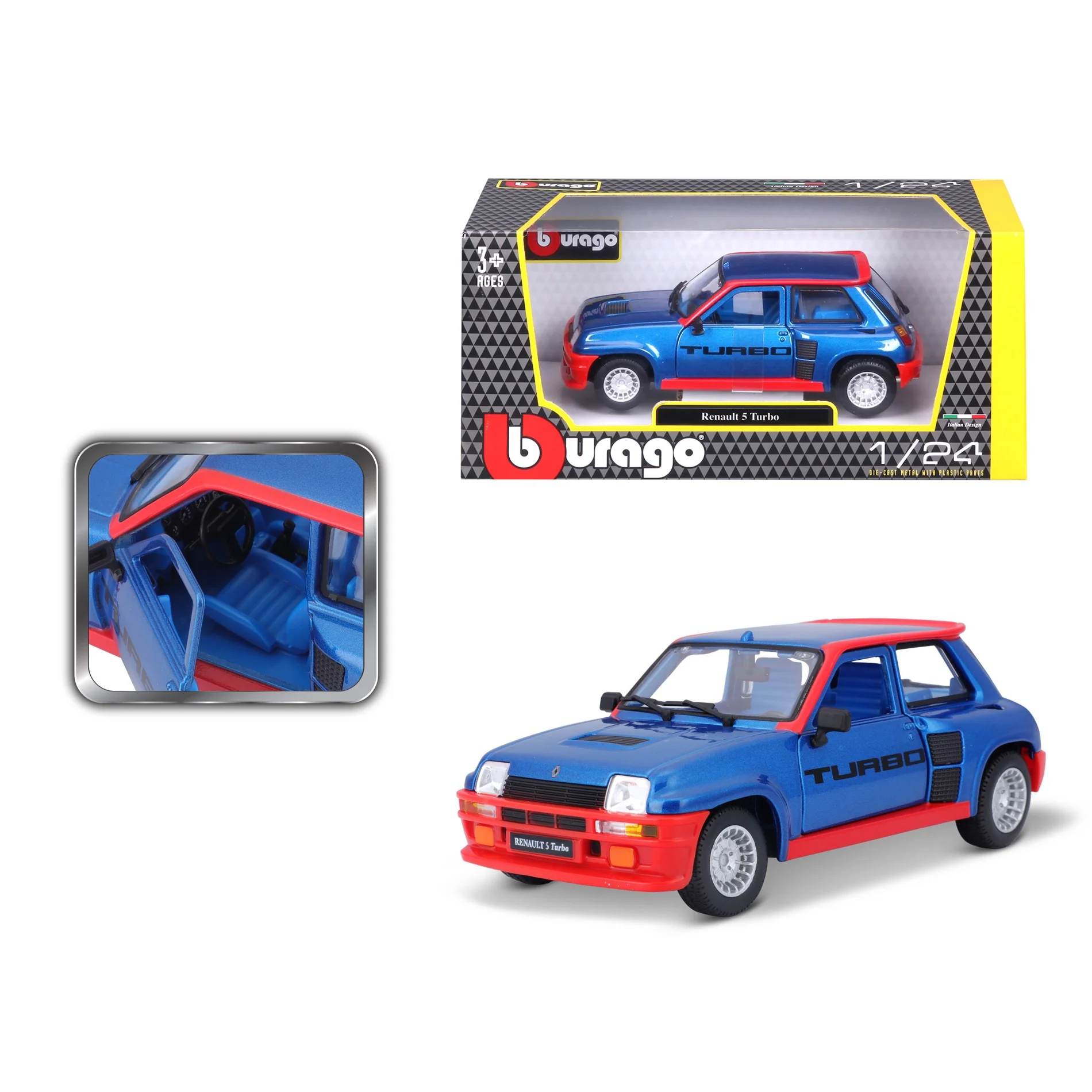 18-21088 Bburago - Renault 5 Turbo, blu o gialla - Scala 1:24 - Colore a scelta - immagine 5