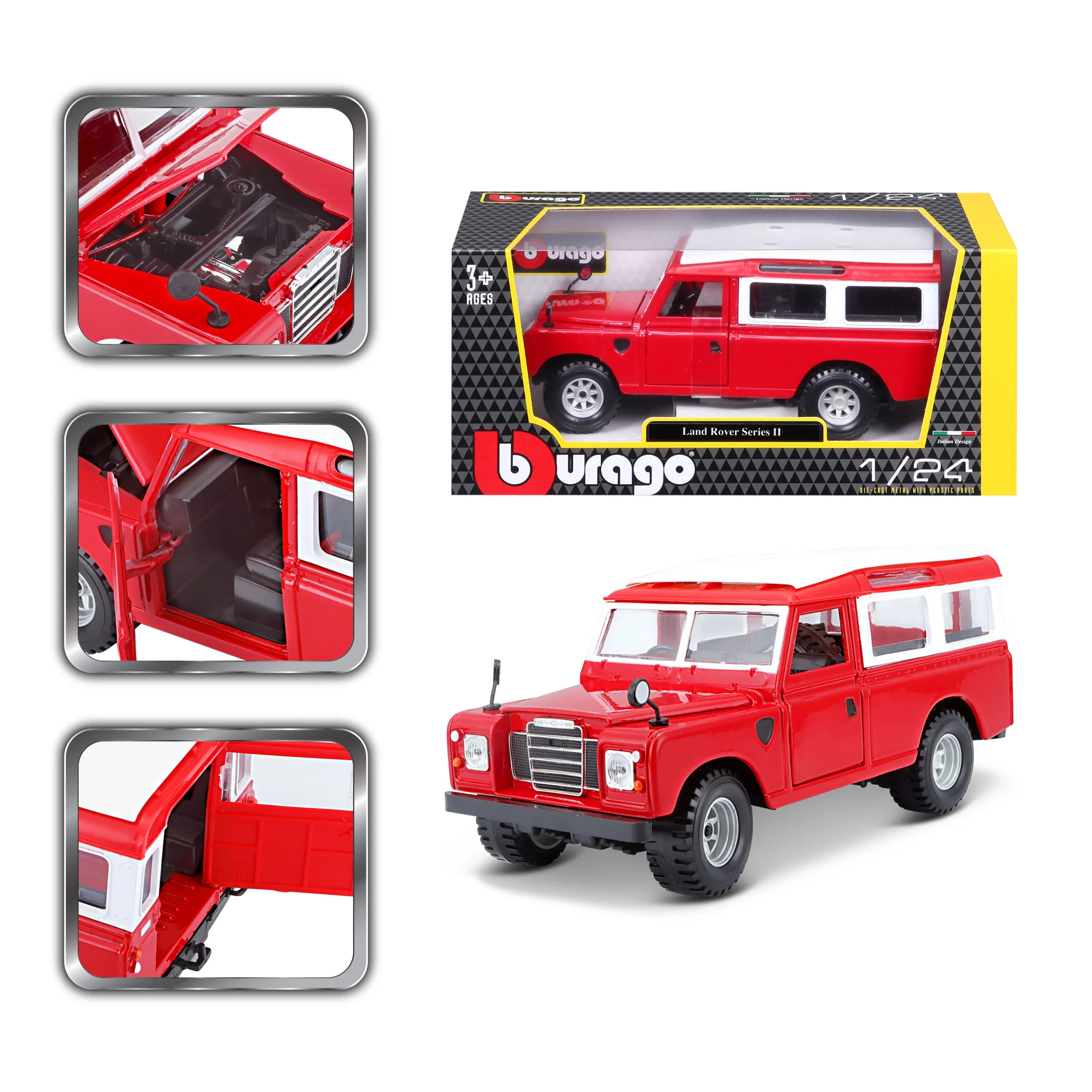 18-22063 Bburago - Land Rover Series II, rossa - Scala 1:24 - immagine 4