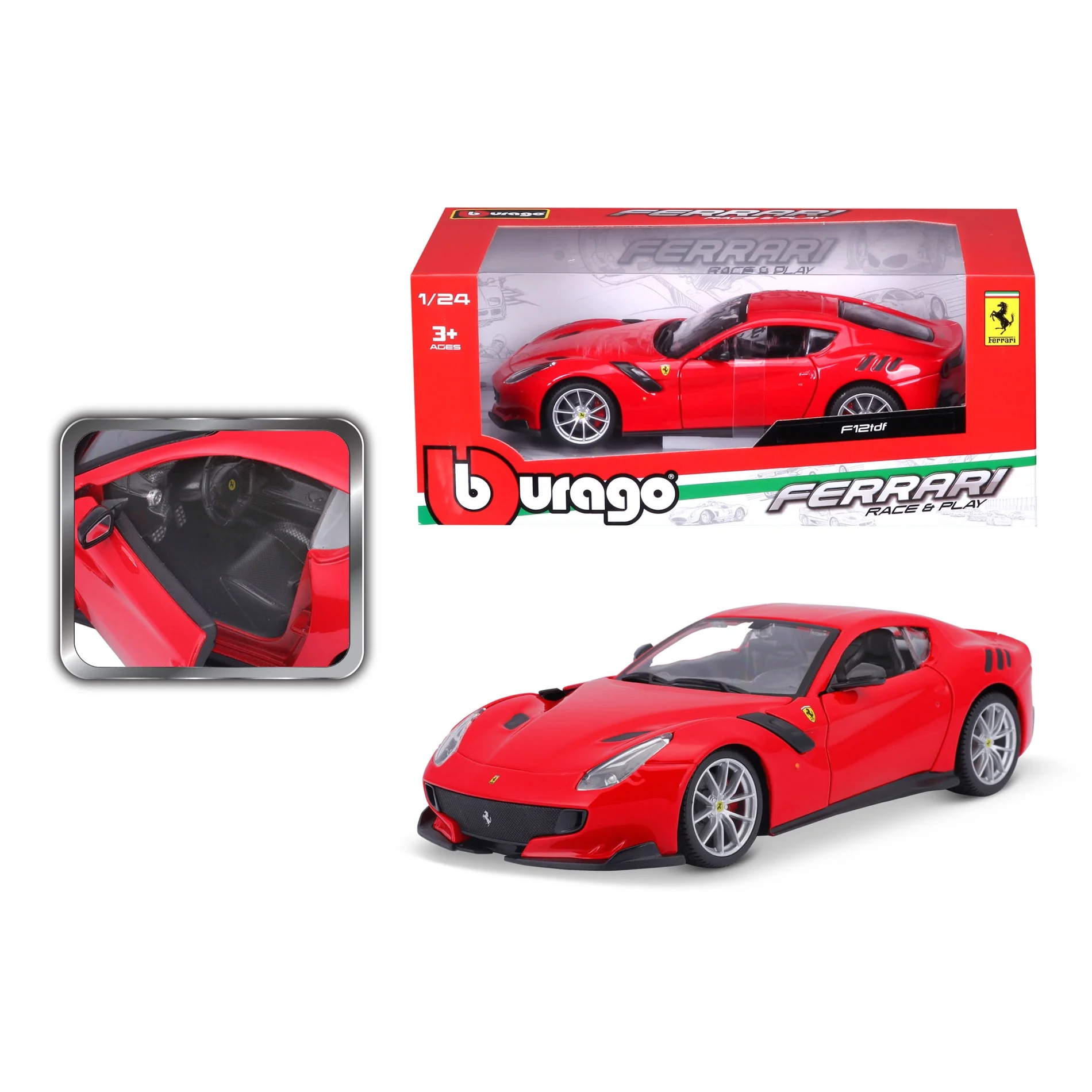 18-26021 Bburago Ferrari Race&Play - Ferrari F12tdf, rossa - Scala 1:24 - immagine 4