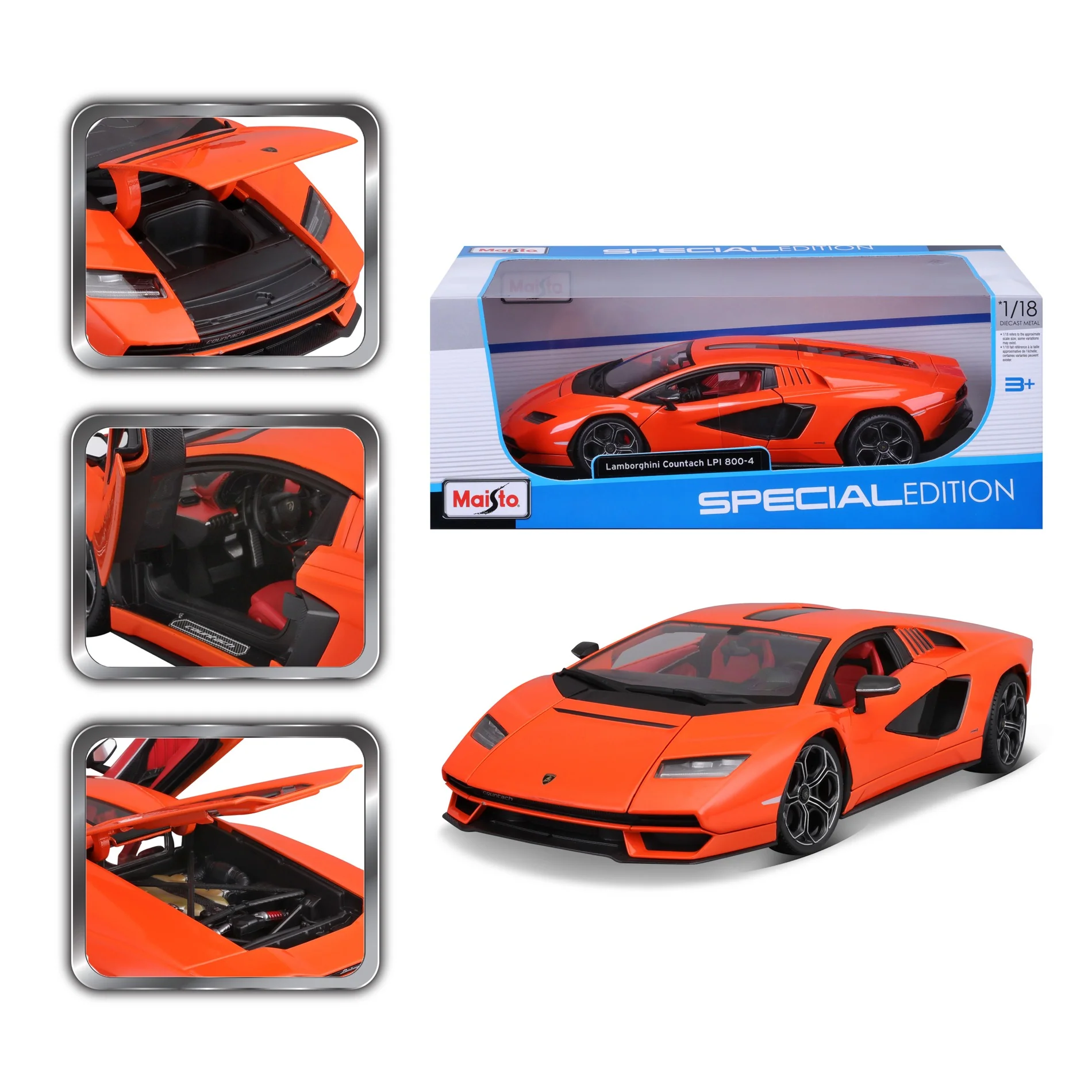 10-31459 Bburago Maisto - Lamborghini Countach LPI 800-4, arancione - Scala 1:18 - immagine 4