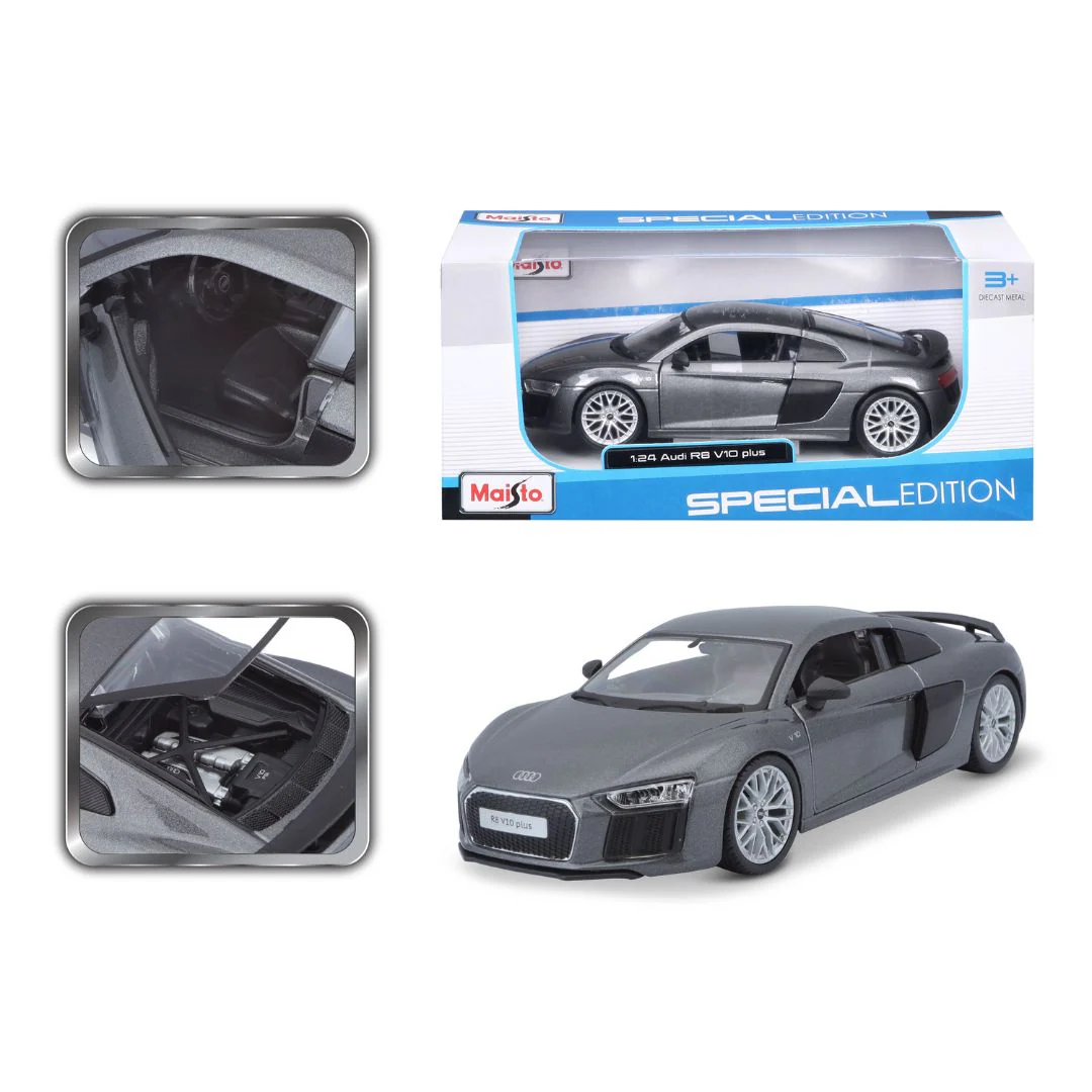 10- 31513 Bburago Maisto - Audi R8 V10 Plus, grigia - Scala 1:24 - immagine 4