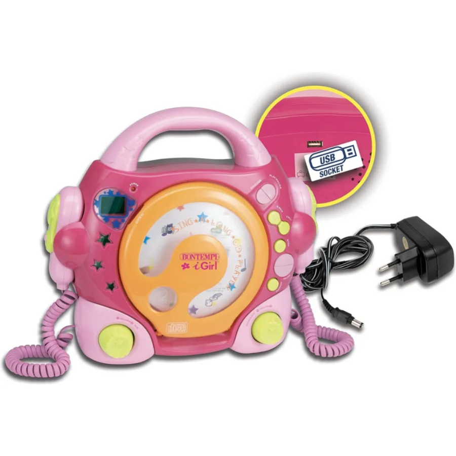 Karaoke Bontempi Sing-a-Long – Magico Lettore CD con 2 Microfoni & USB – Bontempi | 29cm x 11cm x 27cm - immagine 2