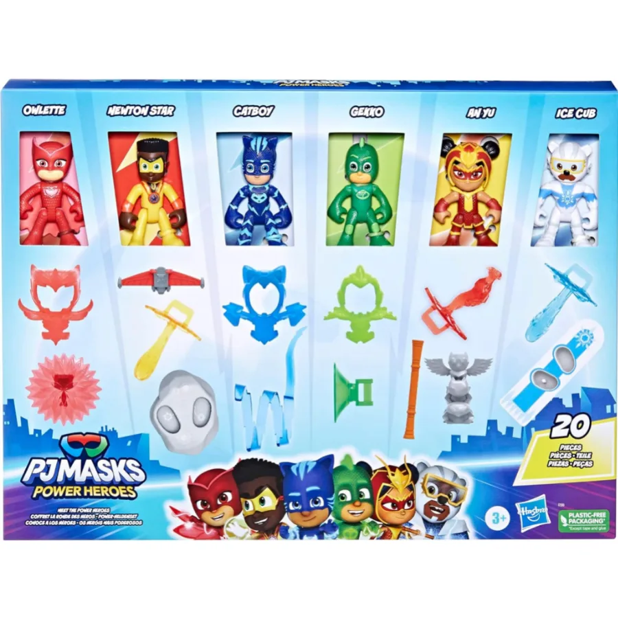 Set PJ Masks con 6 Eroi, Accessori e Hero ID