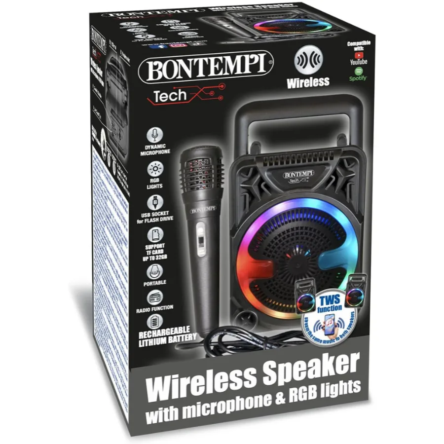 Mini Speaker Wireless con Microfono e Luci RGB – Bontempi - immagine 5