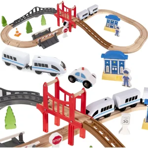 Pista trenino in legno con 37 elementi per bambini da 3 anni