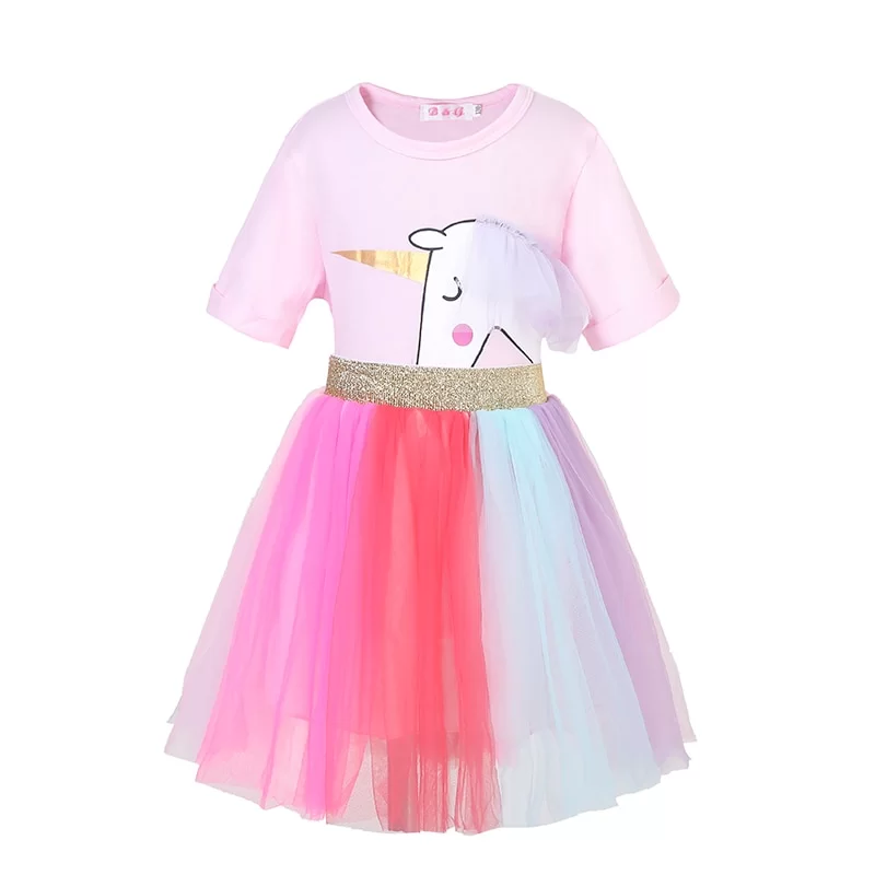Vestito Bambina Unicorno a maniche corte Casual - immagine 2